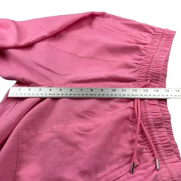 ATHLETA Retreat Linen High Rise Wide Leg Pants Women's L Pink Slit Draw String - Picture 13 of 16